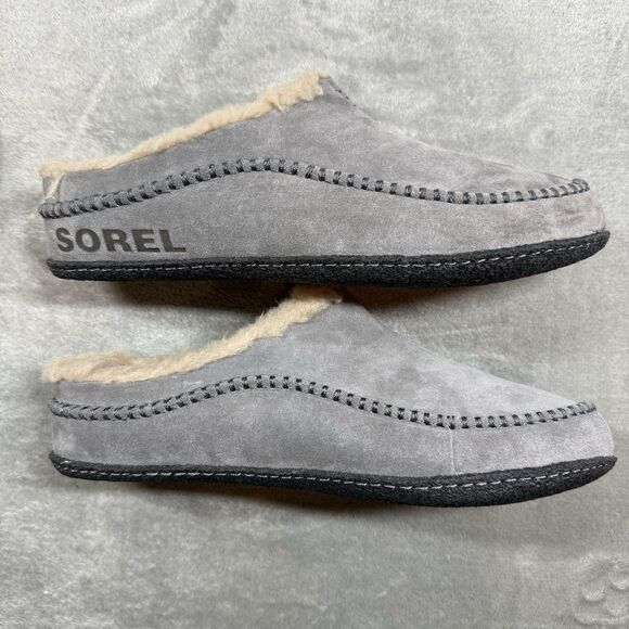 Sorel Falcon Ridge II Slippers Mens 11 Grey Comfort Cozy Faux Fur NM3462-052 - Picture 7 of 9